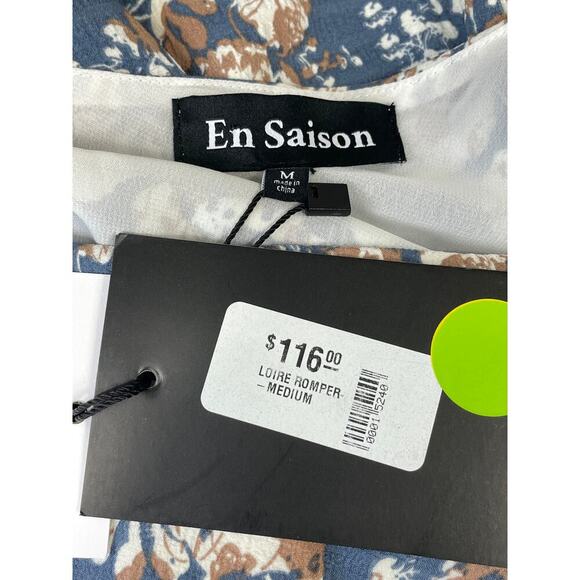 Anthropologie En Saison Loire One-Shoulder Romper Blue Floral Medium Playful - Picture 15 of 15